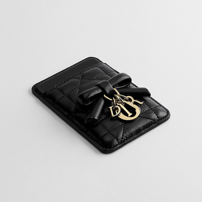 dior lady dior cannage quilted lambskin magnetic card holder